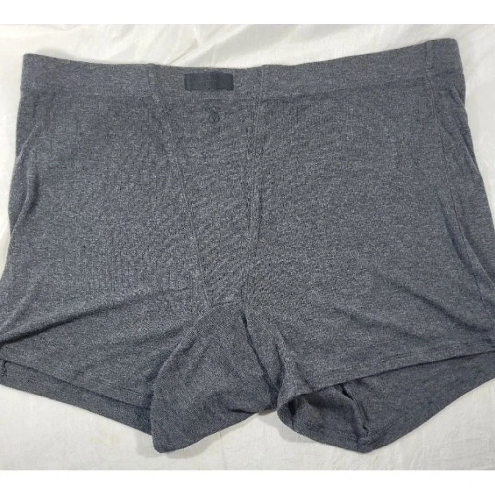 Victoria Secret Modal Ribbed Crop Tank Top & Shorts Lounge Set - Charcoal - XXL